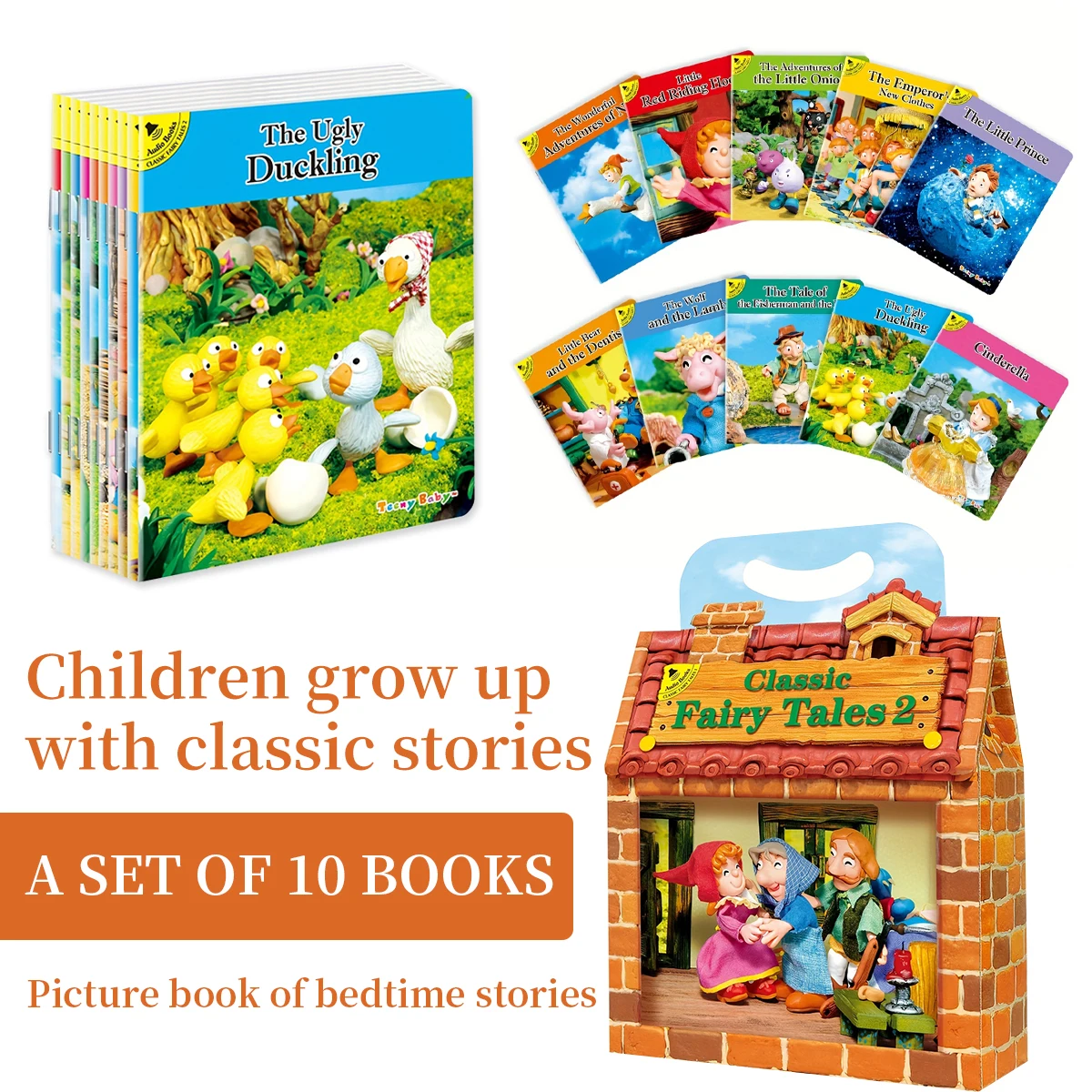Classic Fairy Tale Audio Board Book Set For Kids 10 Books With fashion Gift Packaging For Early Reading And Bedtime Stories