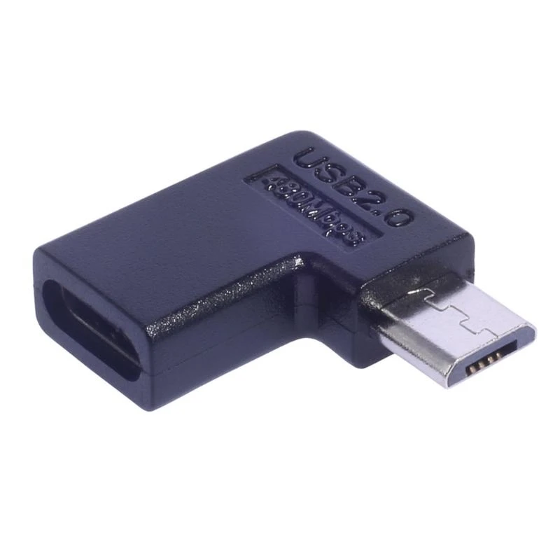 90 Degree Type-C Female To Micro Male USB 2.0 Adapter Microphone Interface 480Mbps Data Transmission 10W Fast Charging Adapter