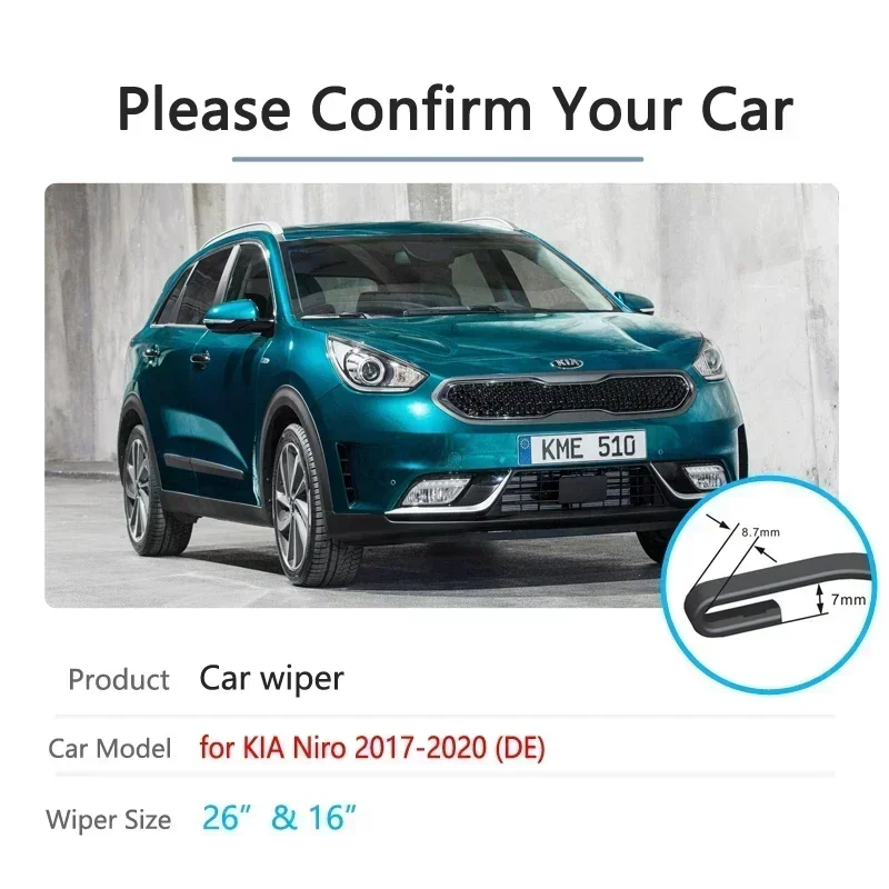 For KIA NIRO DE 2017 2018 2019 2020 Windscreen Windshield Car Accessories Stickers Brushes Washer 2pcs Car Front Wiper Blades