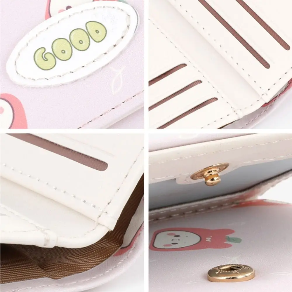 Creative Bear Three-fold Wallet Korean Style Solid Color Short Wallet Card Holder Multi Card Slots Women Coin Purse Outdoor