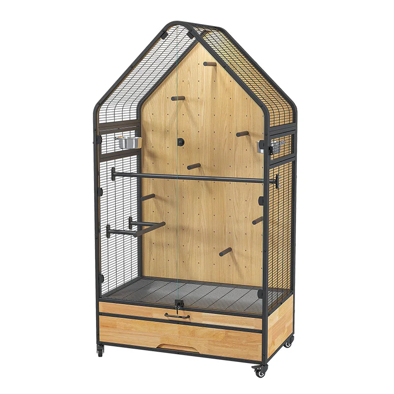 

Luxury indoor wooden birdhouse with unique printed parrot-only birdhouse