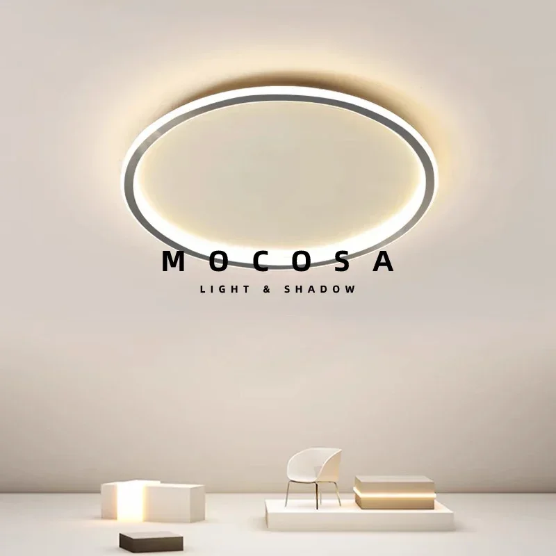 

Circular Living Room Simple LED Ceiling Lamp Bedroom Round Lamp Tricolor-light Black Ultra-thin Ceiling Lights Home LED Lighting