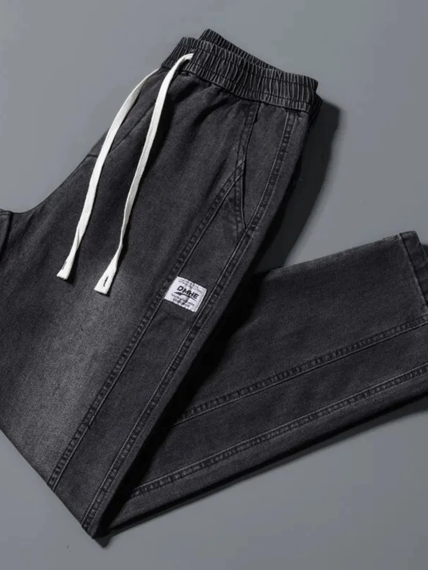 

Men's Workwear Jeans Elastic Waist Cotton Stretch Denim Loose Straight Leg Trousers Durable Casual Fashion Youth Popular