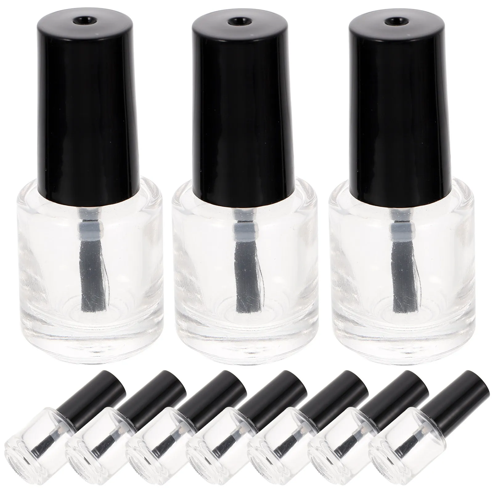 20Pcs Transparent Glass Nail Polish Bottles Black Cap Lightweight Portable Empty Nail Container DIY Refillable Chic Storage