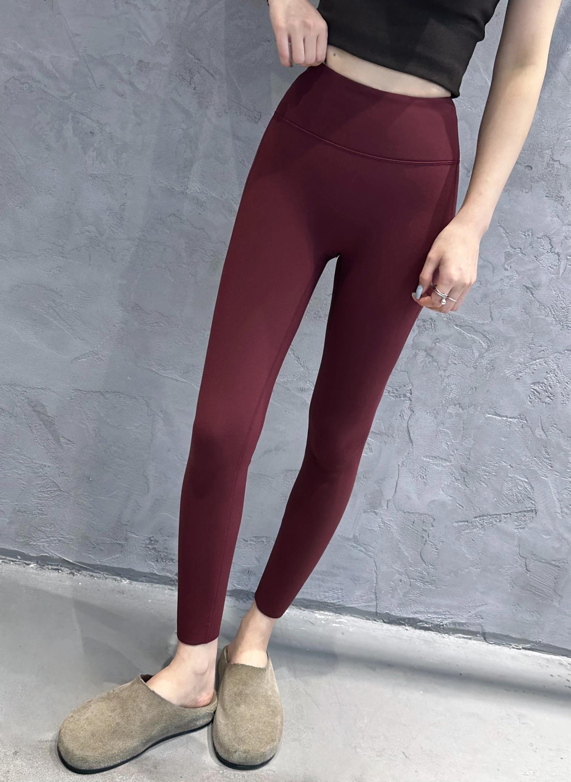 겨울 신상 기모 안감 커브 스포츠 요가 팬츠 아크스킨 레깅스 뱃살 보정 슬리밍 나인 포인트 팬츠 피트니스