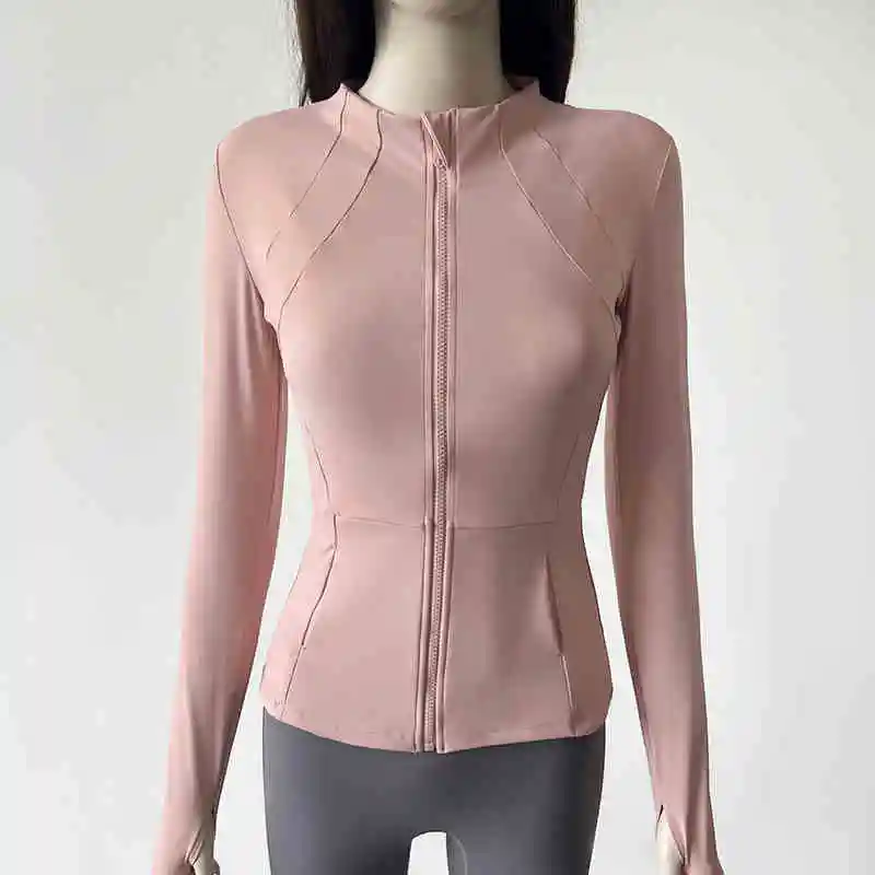 Popular Women Gym Yoga Jacket Running Zip Long Sleeve Workout Tops Lightweight Slim Fit  Jacket Running Sweatshirt