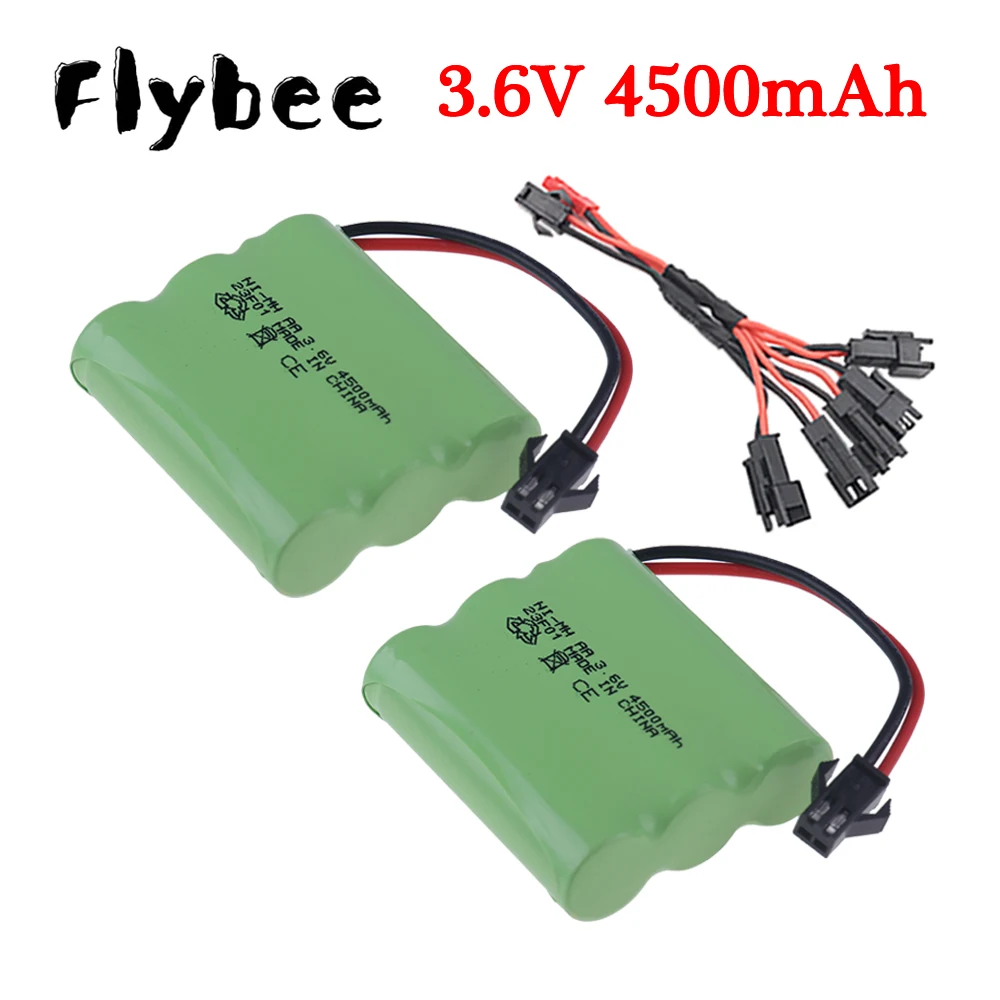 AA 3.6V 4500mah NiMh Rechargeable Battery with 5-in-1 Charging Cable For Rc toys Cars Truck Tanks Robot Boats Spare Parts