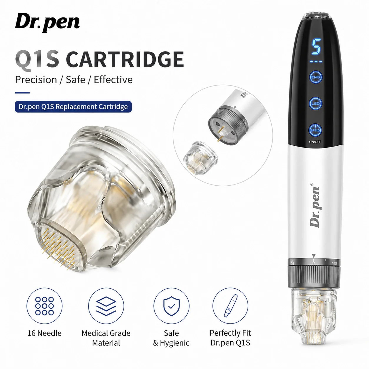 多機能dr-pen-q1sカートリッジニードル9-14-25ナノバヨネット交換用チップヘッド（dr-pen-q1s用）