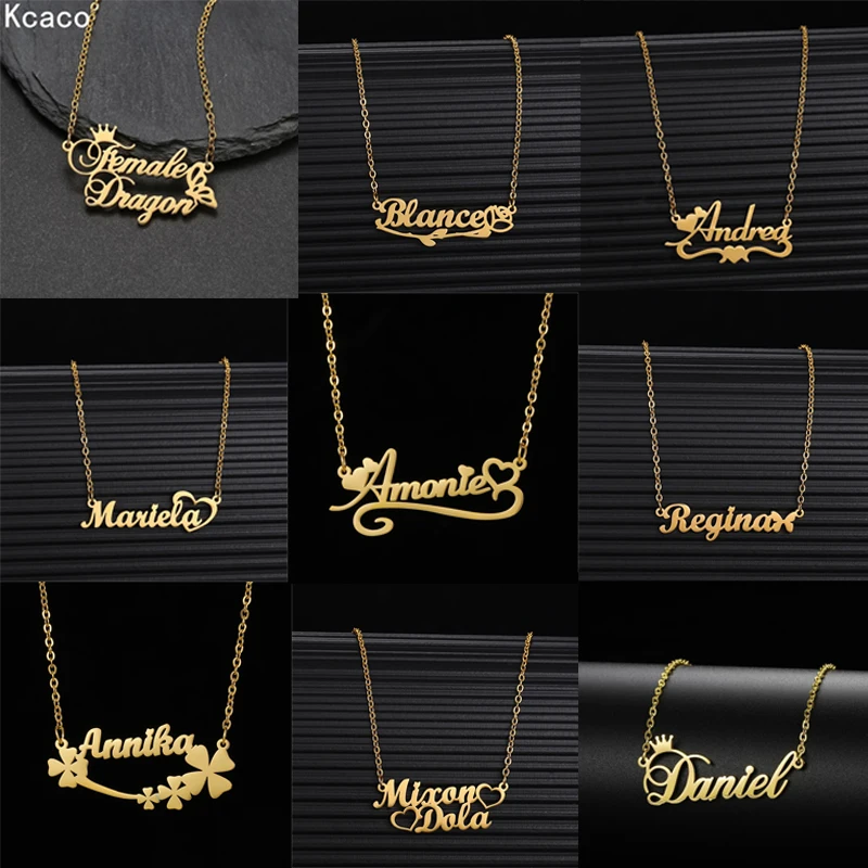 Personalized Name Pendant Bracelet for Women, Gold Color, Stainless Steel, Custom Letters Chain, Choker, Gifts, Dropshipping