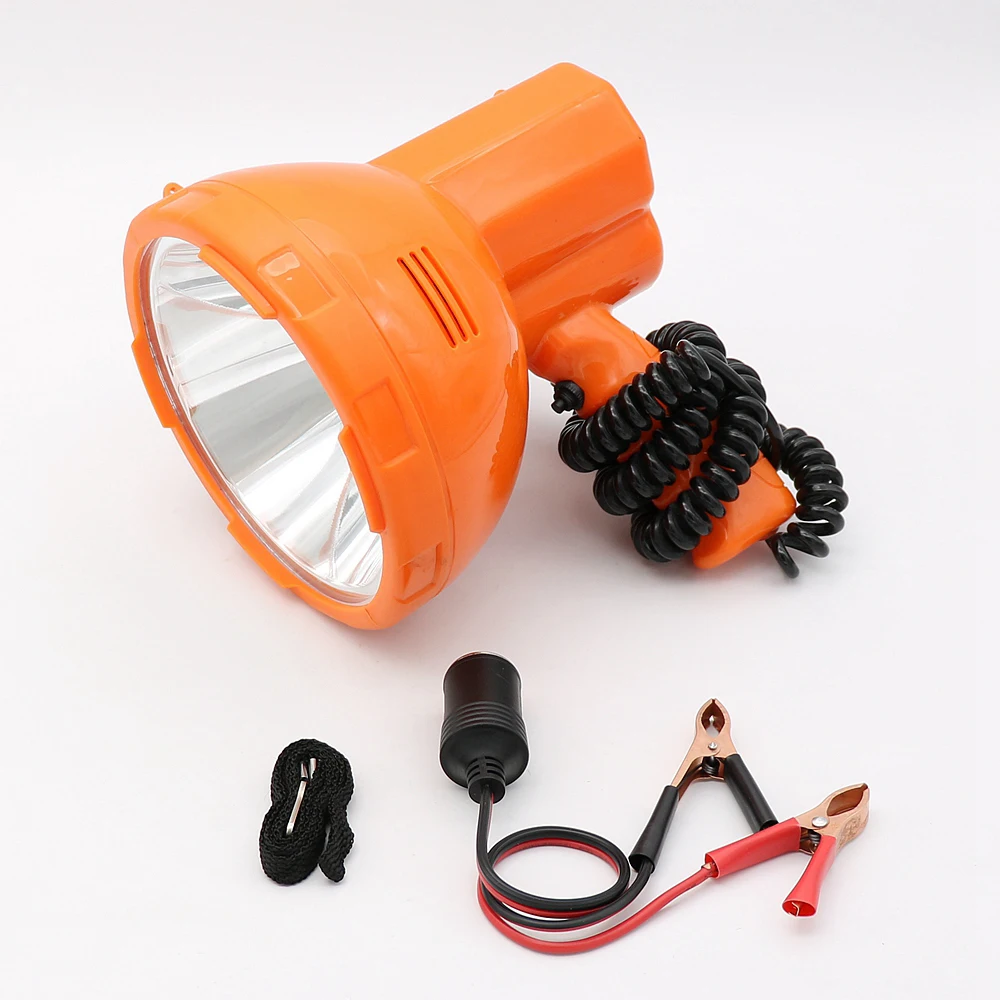 12V50W LED Handheld Spotlight For Car's Cigarette Lighter & External 12V Battery