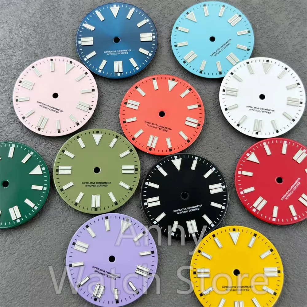 NH35 29mm White Red Green Blue Orange Purple Yellow Sterile Dial Green Luminous Compatible with All Movements Watch Parts