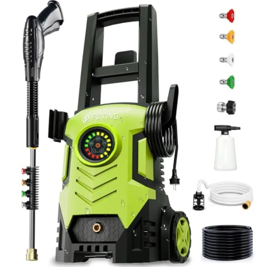 

Мойка высокого давления с регулируемым сенсорным экраном, 8 уровней, 4 быстросъемных насадки, входной шланг, фильтр, пенная насадка для автомобилей, заборов, подъездных путей