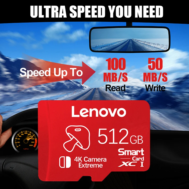 Lenovo 2TB Class 10 High Speed SD Memory Card 128GB Micro TF SD Card 1TB 512GB Waterproof Cartao De Memoria For Nintendo Switch