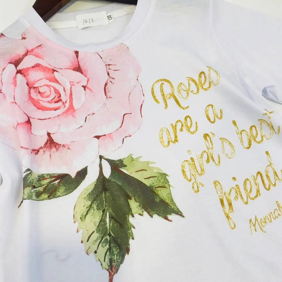 Ensemble short d'été en coton à manches courtes pour filles, motif floral, style dernier cri, 2022