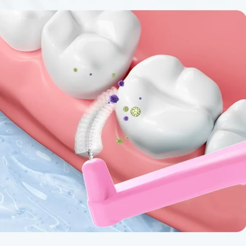 20pcs Push-Pull Interdental Brush L-type For Orthodontic Braces Micro Soft Brush Brackets Cleaning Toothpick