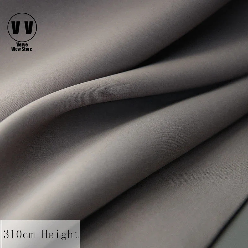 

310cm Height Blackout Bedroom Curtains Solid Color Modern Minimalist Living Room Sunscreen Insulation Custom Shade Cloth