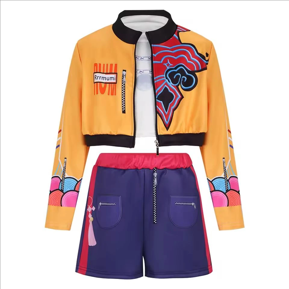 أزياء فيلم K-Pop Mira Rumi Zoey Jinu شيطان الصيادين التأثيرية للفتيات والأولاد والهالوين مرحلة ثلاثية الأبعاد نمط مطبوع ملابس لعب الأدوار