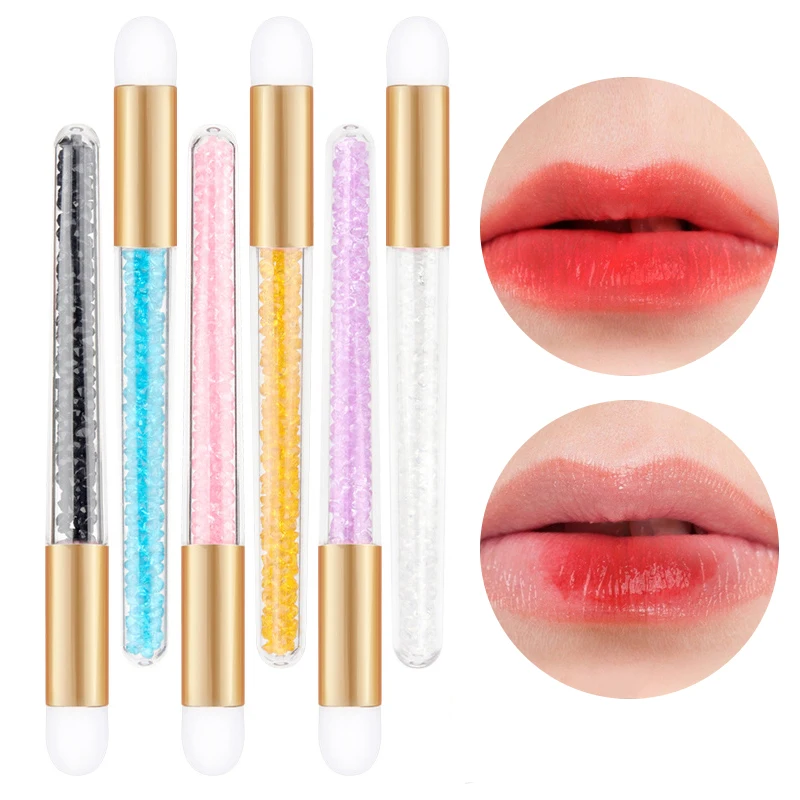 Pincel de labios transparente con mango de diamante para mujer, pincel corrector de cabeza redonda, herramientas de maquillaje de belleza profesional