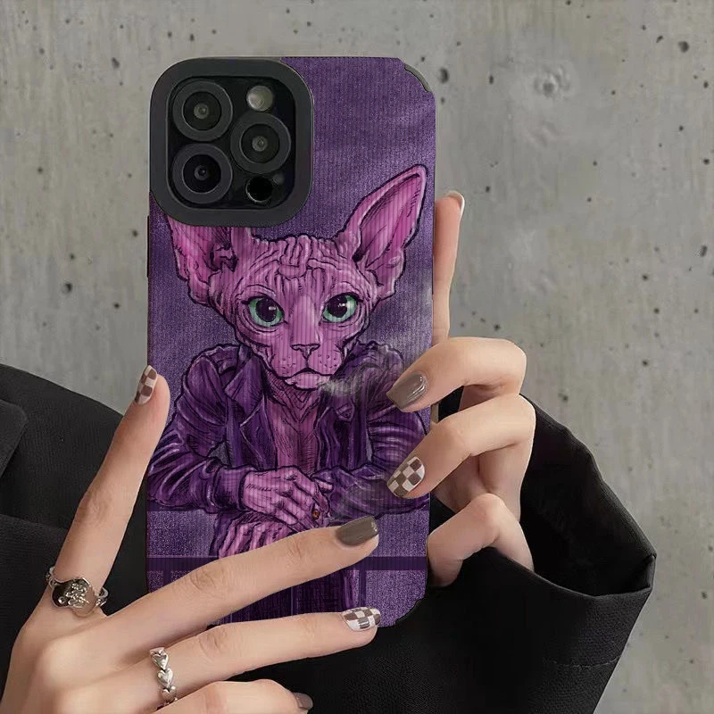 Sphinx Cat Smoker Phone Cases for IPhone 11 Case 14 Pro Max 15 Pro Max Siamese Cat Smoking IPhone Case for IPhone 13