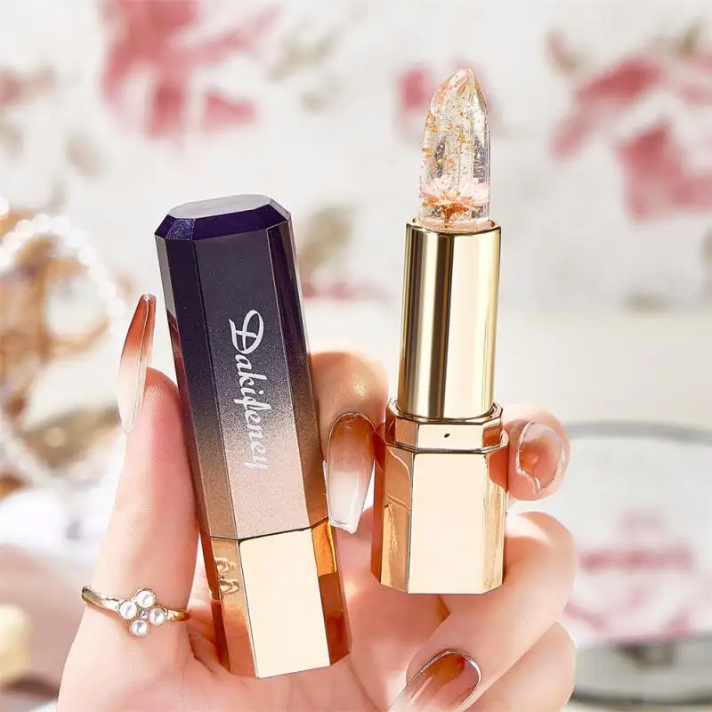 No Fading Lipstick Petals Lip Balm Crystal Transparent And Delicate Lip Makeup Color Changing Lipstick Flowers Flowers Lipstick