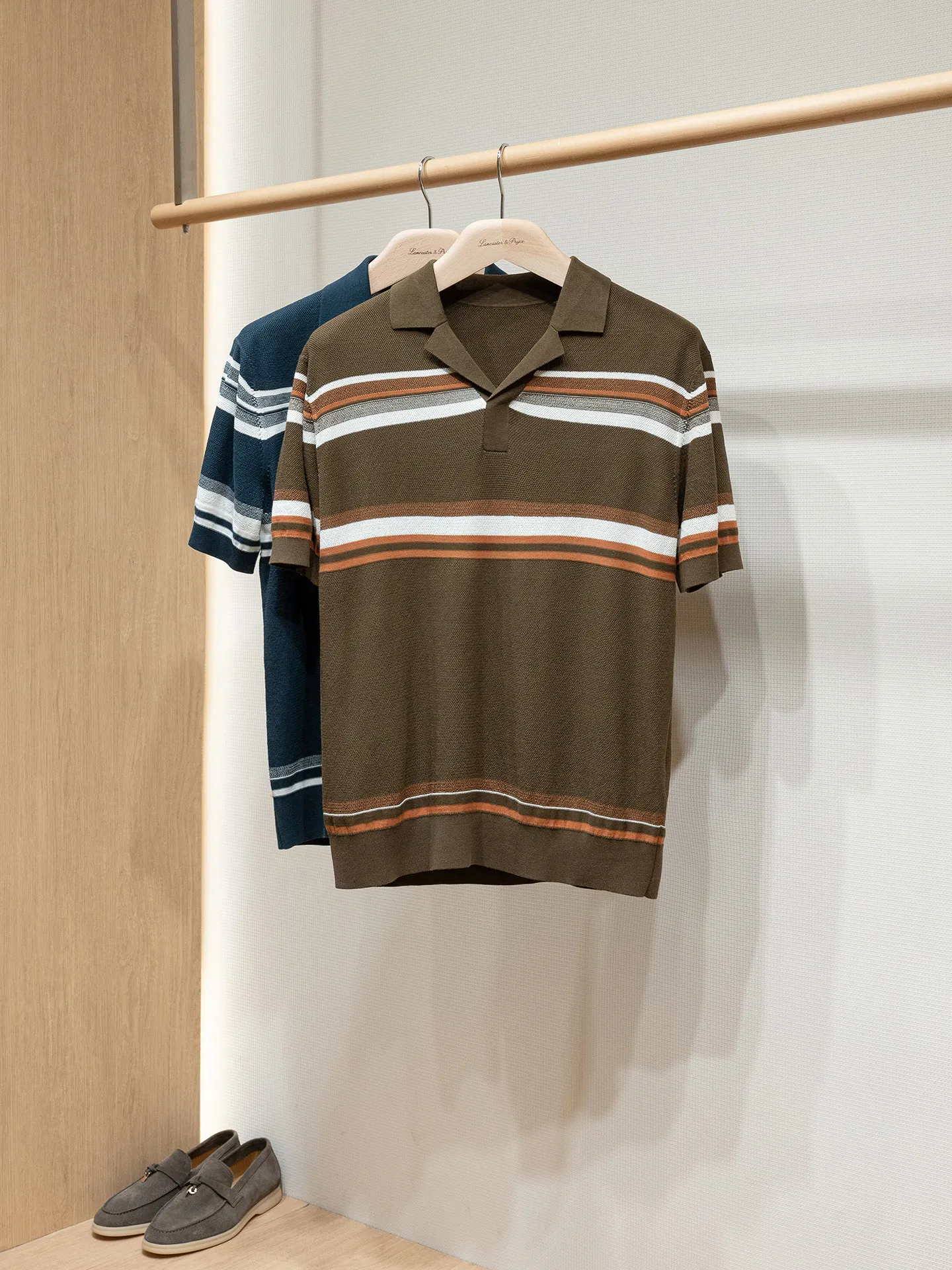 Camisa POLO de manga corta para hombre, mezcla de lino, seda de morera y algodón, tejido Stoll, con solapa.