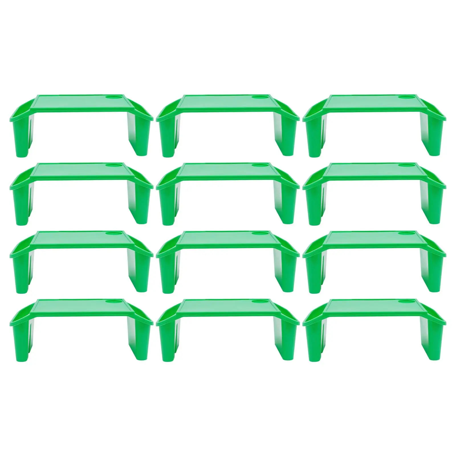 12 Pcs Kids Lap Desk 20 X 10 with Storage Green Plastic Breakfast Laptop Trays with Side Pockets Portable Lap Bed Pp Table for T