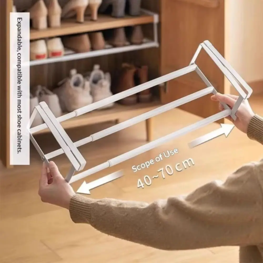 Space Saving Metal Shoe Rack Extendable Adjustable Expandable Shelf Layered Shelf No Drill Shoe Rack