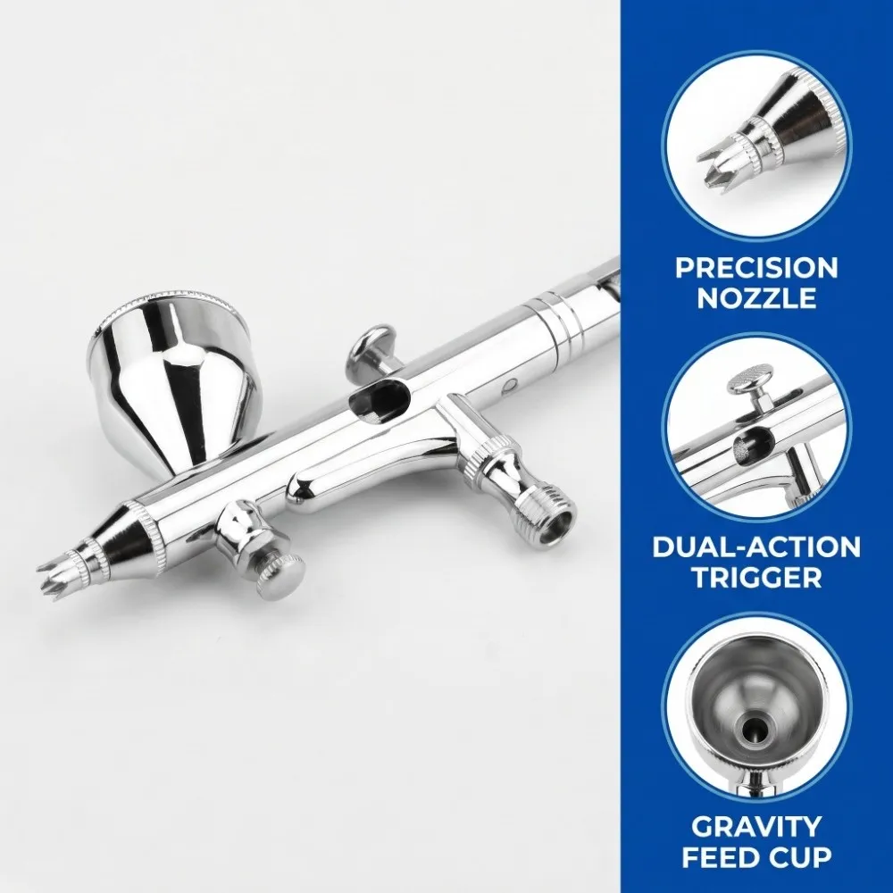 0.2MM Airbrush Kit Gravity Feed Multi-Purpose Painting Airbrush Dual Action Nail Airbrush Kit Art Airbrush Painting