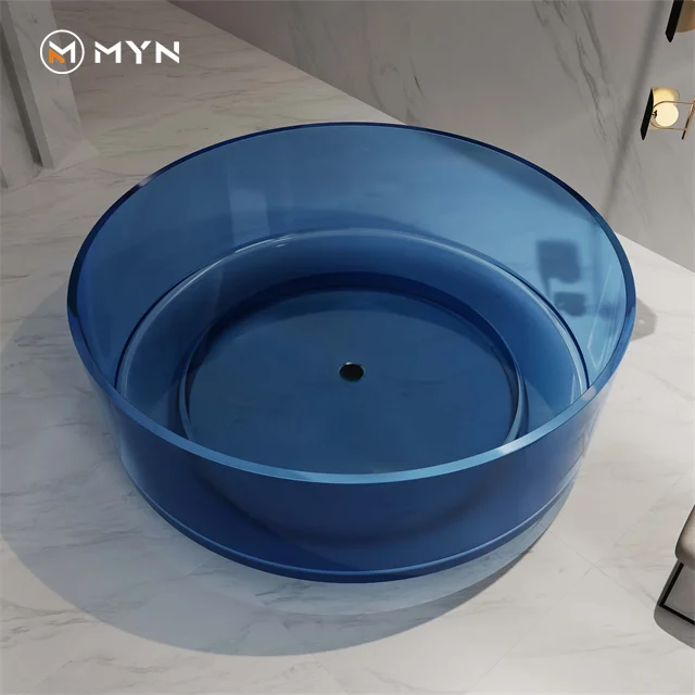 

Элитная сине-зеленая прозрачная модная отдельностоящая ванна овальной формы из полупрозрачной смолы