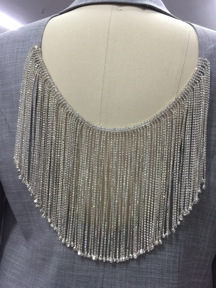 Rhinestone Tassel Chain Diamond Bridal Fringe Long Tassel Crystal Rhinestone Trim Sewing Craft Wedding Necklace DIY Decoration