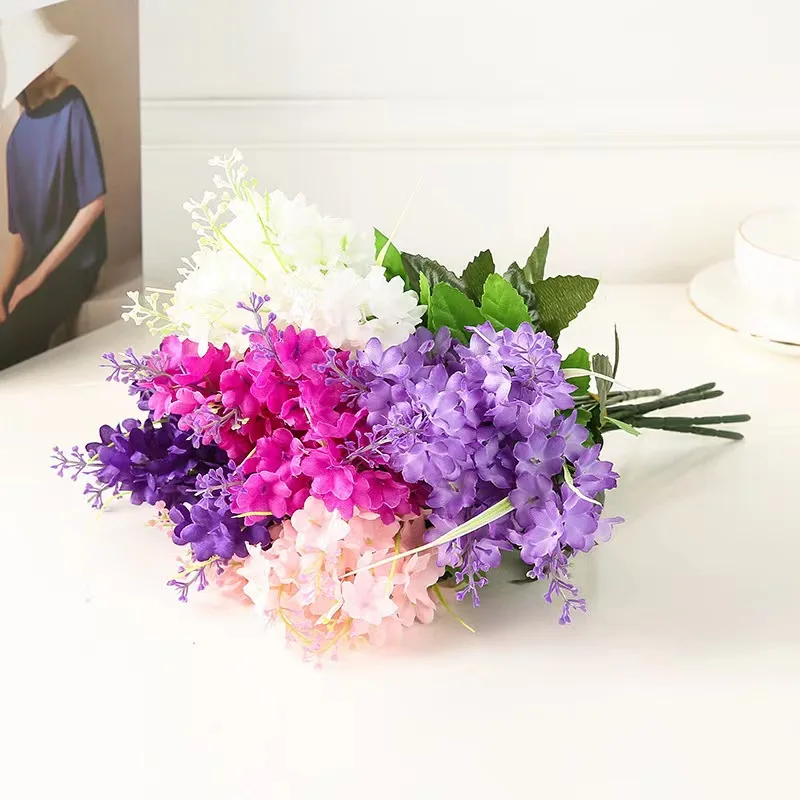 20pcs \Purple Hyacinth Artificial Flower Lavender Fake Silk Flower For Home Wedding Garden Hotel Marriage Birthday Decoration