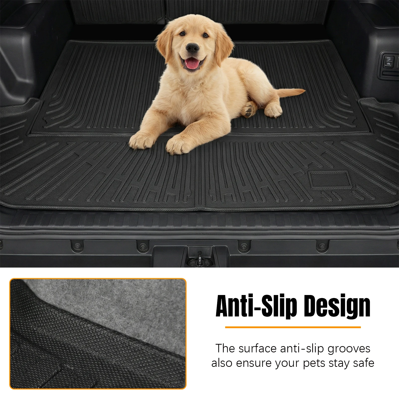 

Trunk Cargo Liner with Backrest Protectors All Weather TPE Floor Mats & Cargo Liners for Toyota 4Runner 2025 2026 Fuel 7 Seats