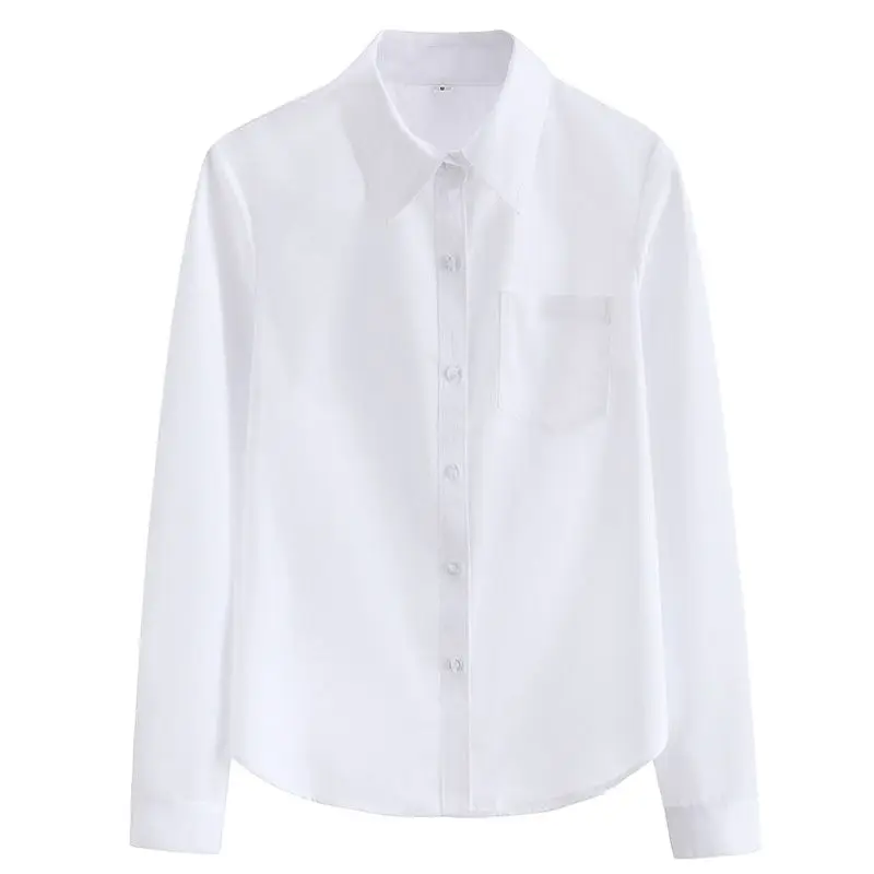 Uniforme de trabajo de manga larga con cuello en punta para mujer, camisa de estilo universitario, Departamento japonés, uniforme de clase para estudiantes, otoño