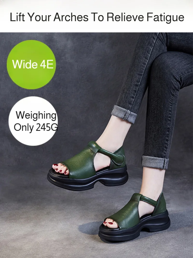 Offene Zehen-Sommer-Keilsandalen für Damen, ausgehöhlte römische Schuhe, Plateauriemen, bequeme Freizeitschuhe mit dickem Boden