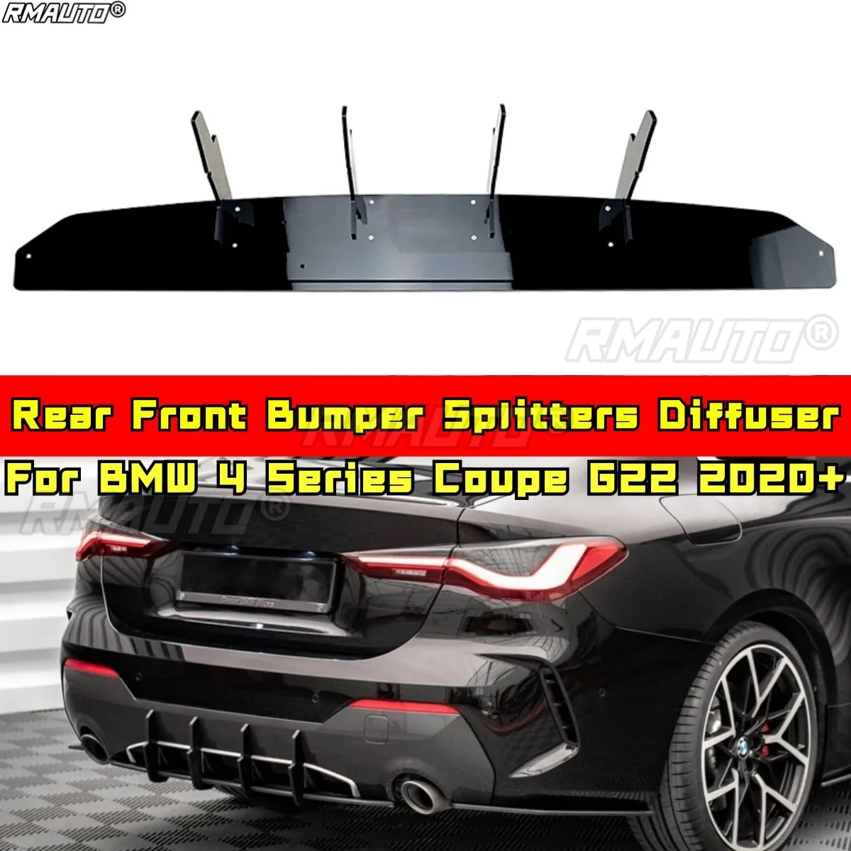 

For BMW 4 Series Coupe Rear Bumper Diffuser Lip Splitter Apron for BMW 4 Series Coupe G22 2020+ Accessories