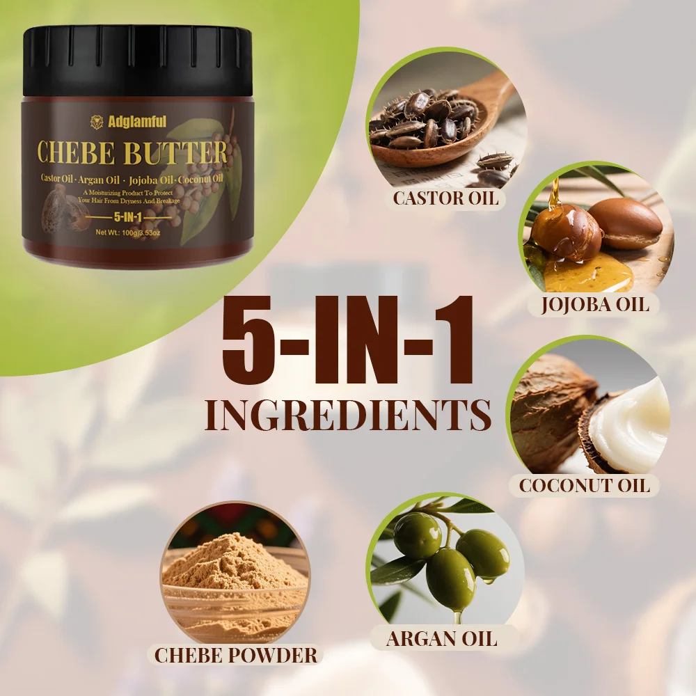 Minyak Rambut Chebe Butter 100g – Perawatan Pelembap Mendalam 5-in-1 untuk Mengontrol Rambut Kusut, Rambut Keriting & Rusak