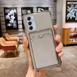 Card Bag Wallet Clear Phone Case On for Samsung Galaxy A14 A24 A34 A54 A15 4G A25 A35 A55 5G Corners Bumper Cover Cases