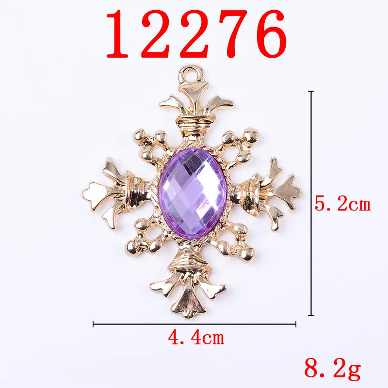 5 Pcs Alloy Crystal Rhineston Cross Pendant Scepter Creative Rhinestone Button Ornaments Earrings Choker DIY Jewelry Accessories