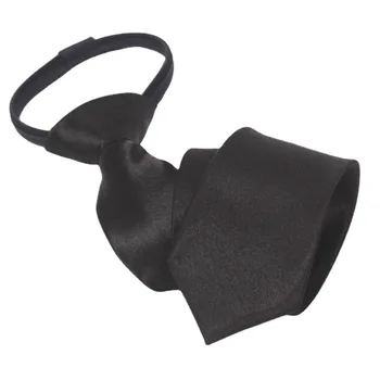 事前に結ばれたジッパーネクタイネックメンズスキニー 5 センチメートルジッパーネクタイ赤黒青無地スリム狭いエンターテイメントパーティー