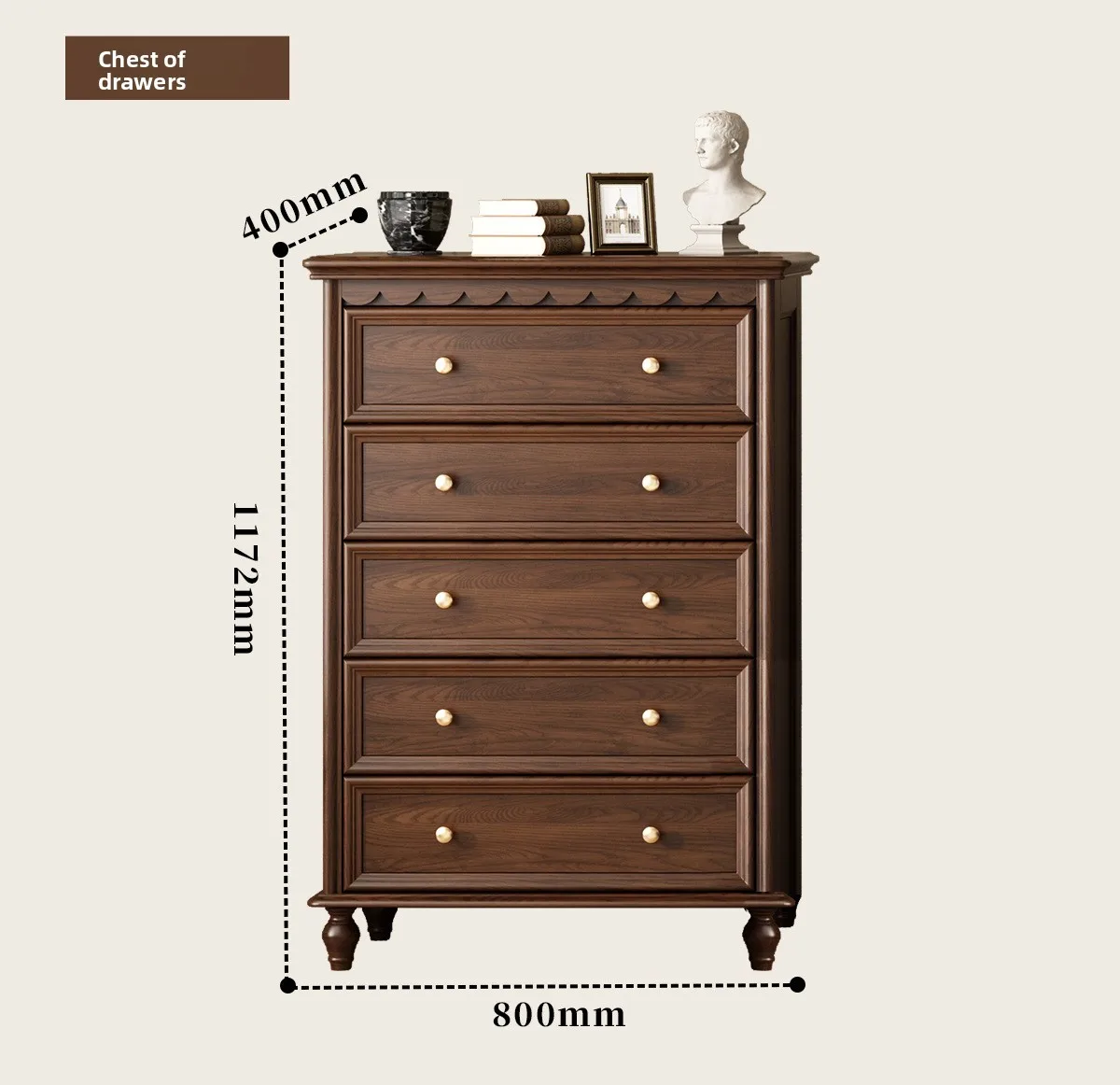 Retro 456 all-solid wood bucket cabinet American living room against the wall bedroom light luxury storage side cabinet