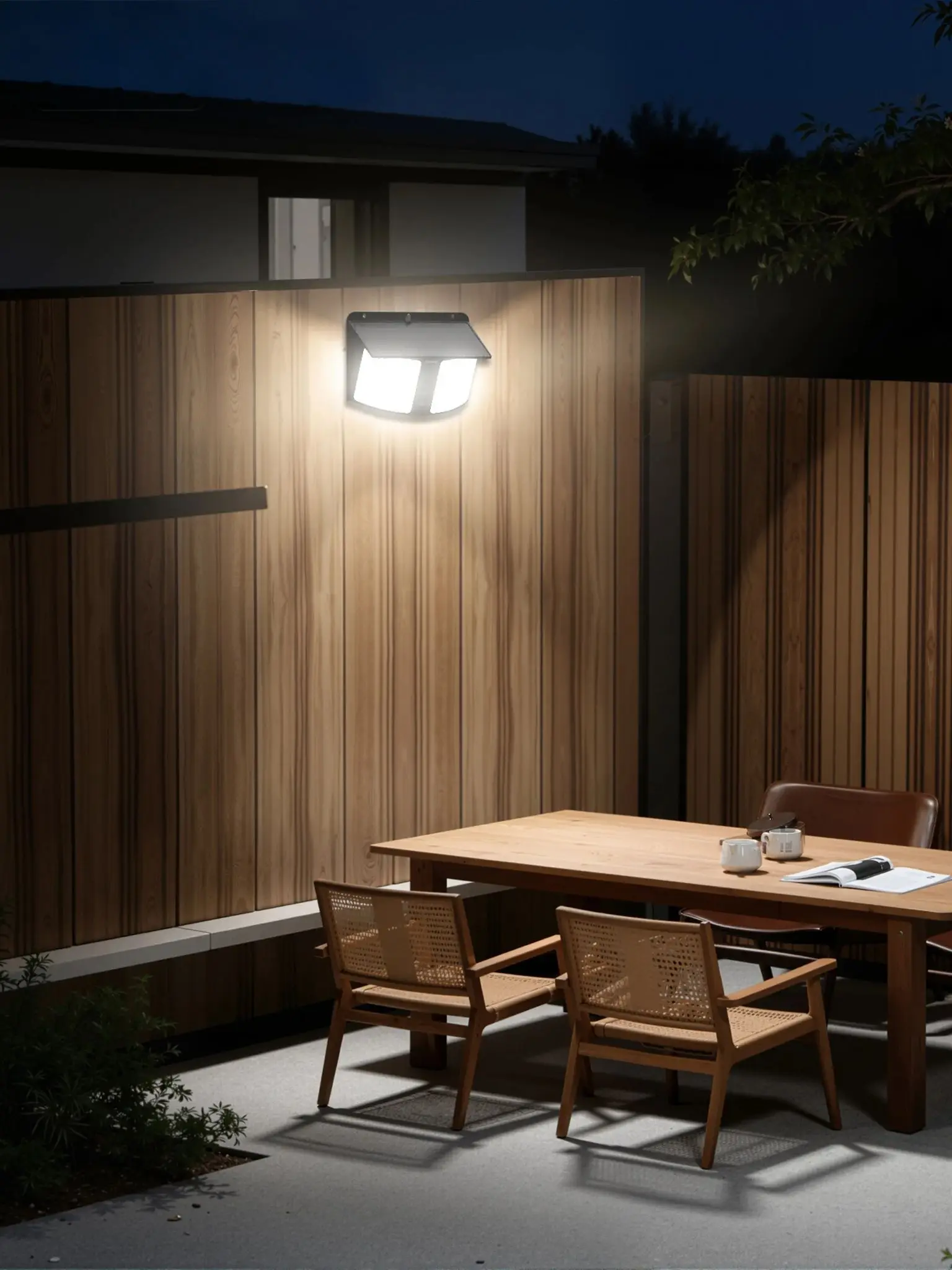 intelamp Top-Marke Langlebige 4000mAh Outdoor Solar-LED-Leuchten Sicherheits-Flutlicht 180° °   Radarerkennungssensor, 3 Farbmodi, wasserdichte Wandleuchte für Veranda, Garten, Hof, Garage, Zaun
