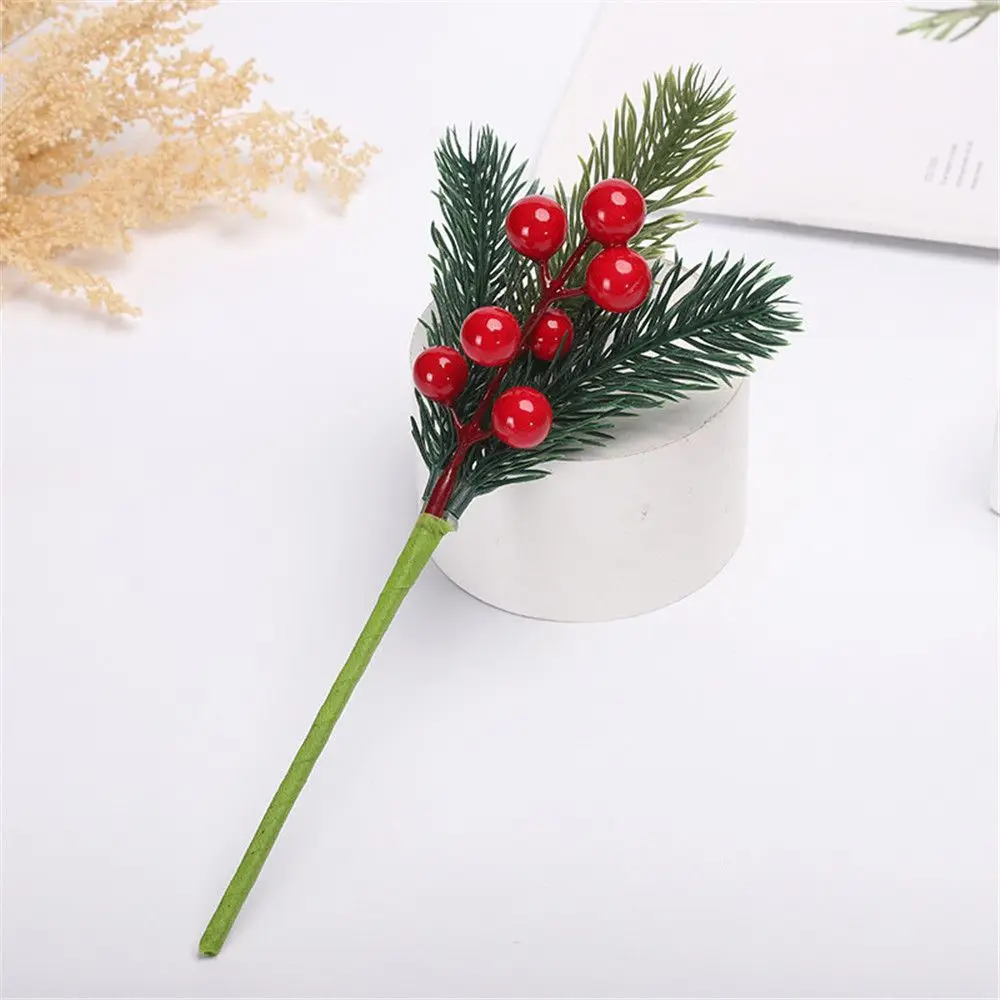 20-26cm Christmas Tree  Home Bubble Artificial Pine Cone Flower Branch Red Berry Bouquet