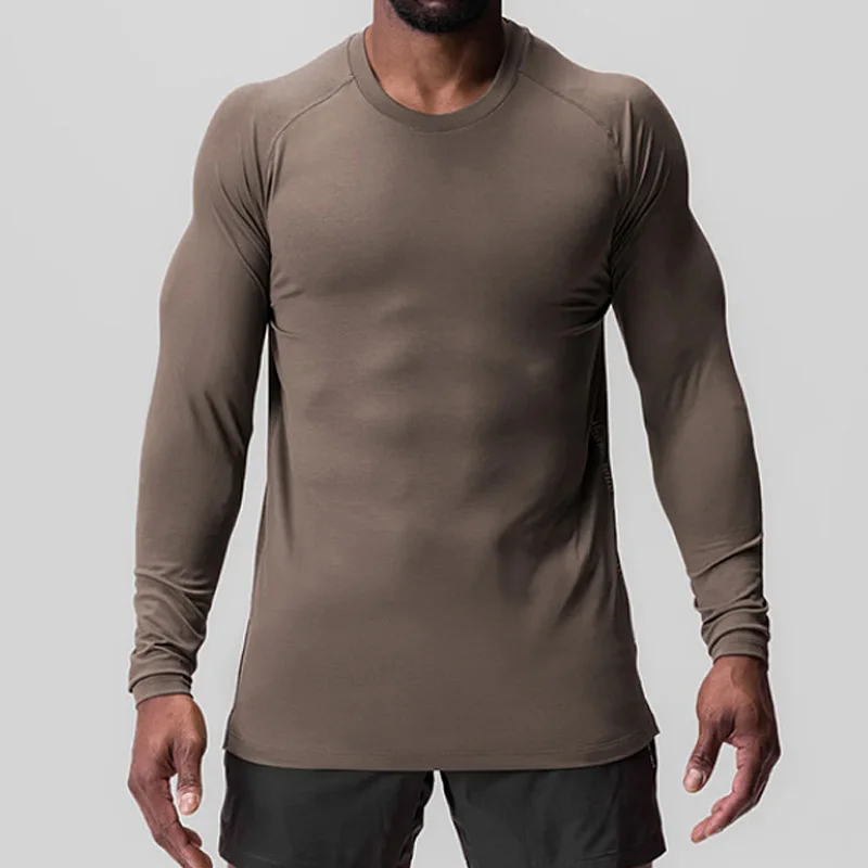 Men\'s Gym Clothing New Fitness Quick Dry Long-sleeved T-shirt Round Neck Tee Man Casual Running Training Compression Sweatshirt