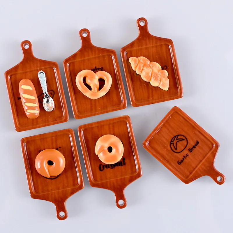 100pcs Simulation bread tray Flatback Resin Cabochon Scrapbook Deco DIY Mini Kitchen dollhouse Accessories