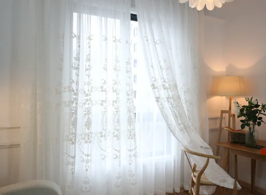 1 Stück Hochwertiger Weißer Bestickter Blumen-Sichtschutz Europäischer Stil Voile Tüll Schlafzimmer Wohnzimmer Fenstergardinen