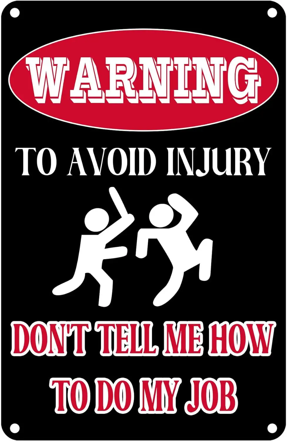 Funny Work Office Metal Tin Sign Wall Decor Bar Warning to Avoid Injury Job 8x12 Inch