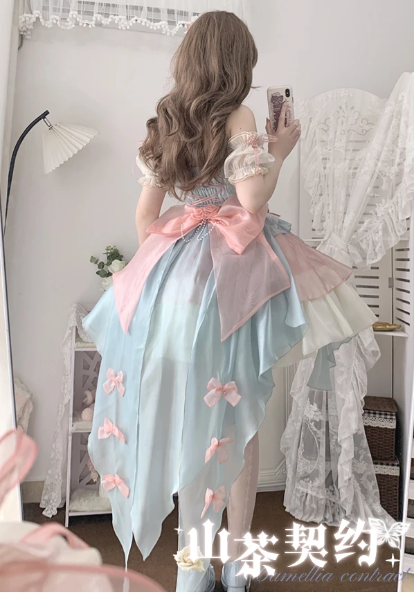 Girl\'s Camellia Dress Cos Lolita Skirt Pure Desire Dress Hanging Neck Lolita Dress Princess Pink Dress Soft Style Sling Dress