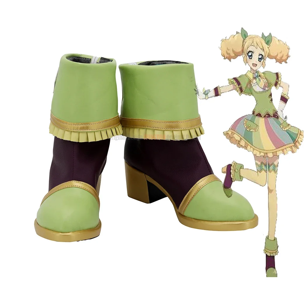 

Saegusa Kii Shoes Cosplay Aikatsu Saegusa Kii Cosplay Boots Green High Heel Shoes Custom Made for Unisex