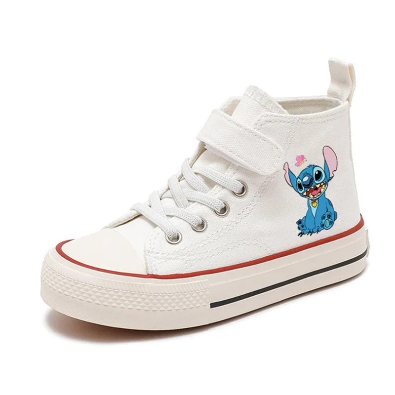 Four Seasons Sport Boys Tennis Shoes Kids Girls Lilo Stitch High-top Disney Casual Cartoon Flat bottom Canvas Children Print