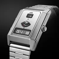 Reloj de pulsera unisex con alarma y retroiluminación de tres pantallas para hombre con doble movimiento electrónico de cuarzo a la moda con correa de acero inoxidable